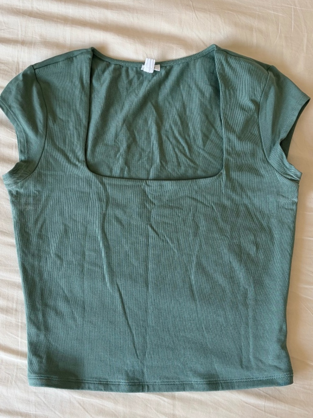 Green Square-Neck Crop Top